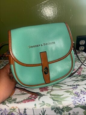 Dooney & Bourke Mint Green Crossbody with Brown Trim